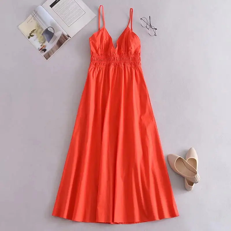 Spaghetti Strap V-Neck Dress