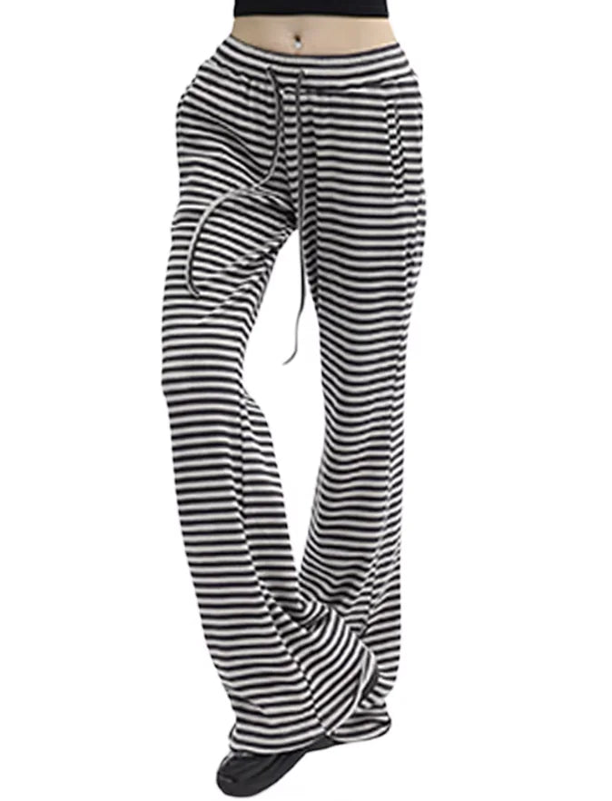 Striped Knit Drawstring Pants