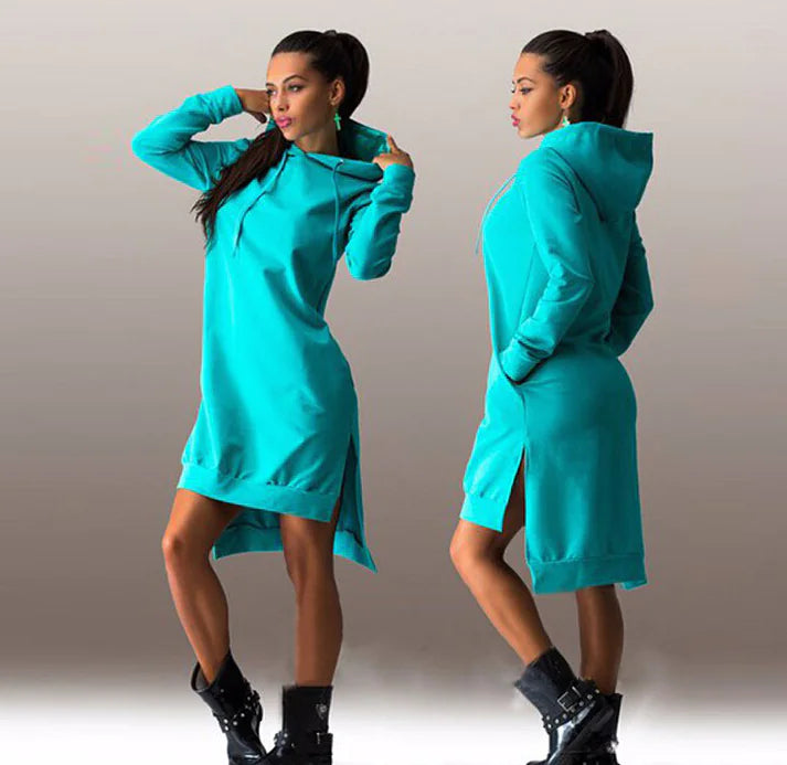 Hooded Long Sleeve Dress Sweatshirt