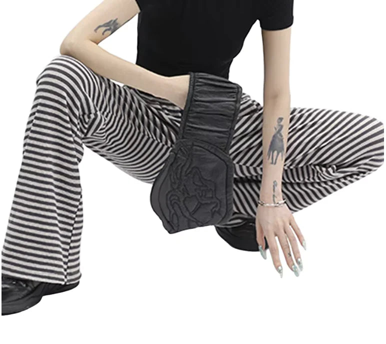 Striped Knit Drawstring Pants