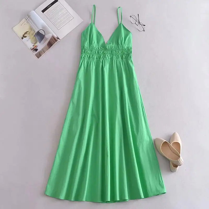 Spaghetti Strap V-Neck Dress