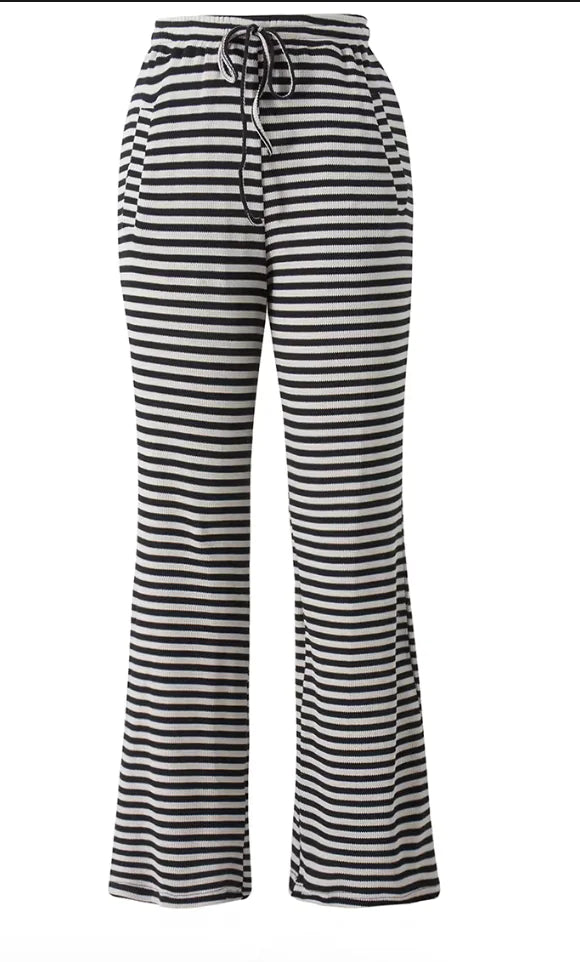 Striped Knit Drawstring Pants